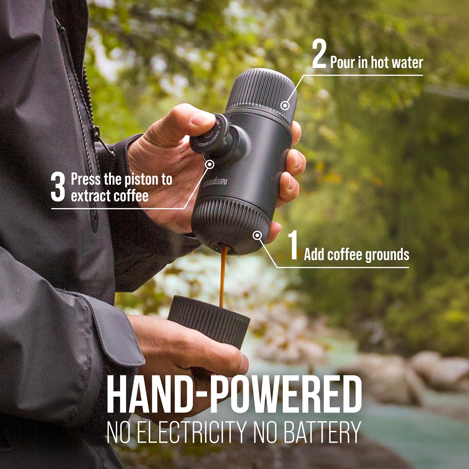 Wacaco Nanopresso travel-friendly setup for quick espresso anywhere, including campsites