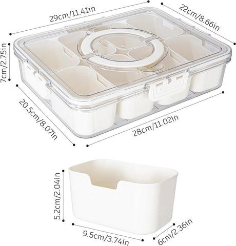 WACOI divided snack tray showing eight compartments for varied snacks.