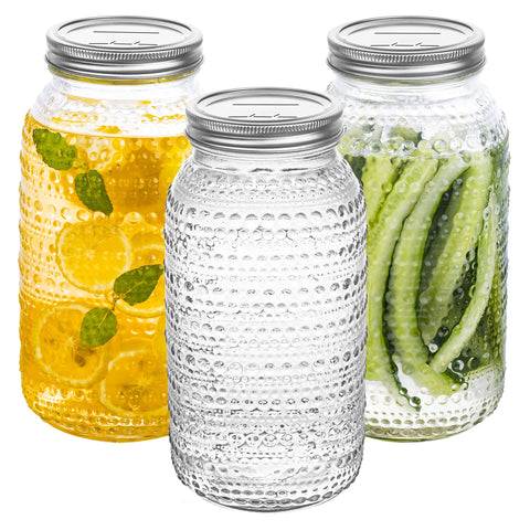 WACOI 64oz wide-mouth mason jar with lids for easy canning and bulk storage