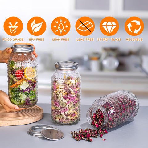 WACOI mason jar side view showcases thick glass and generous opening for easy filling