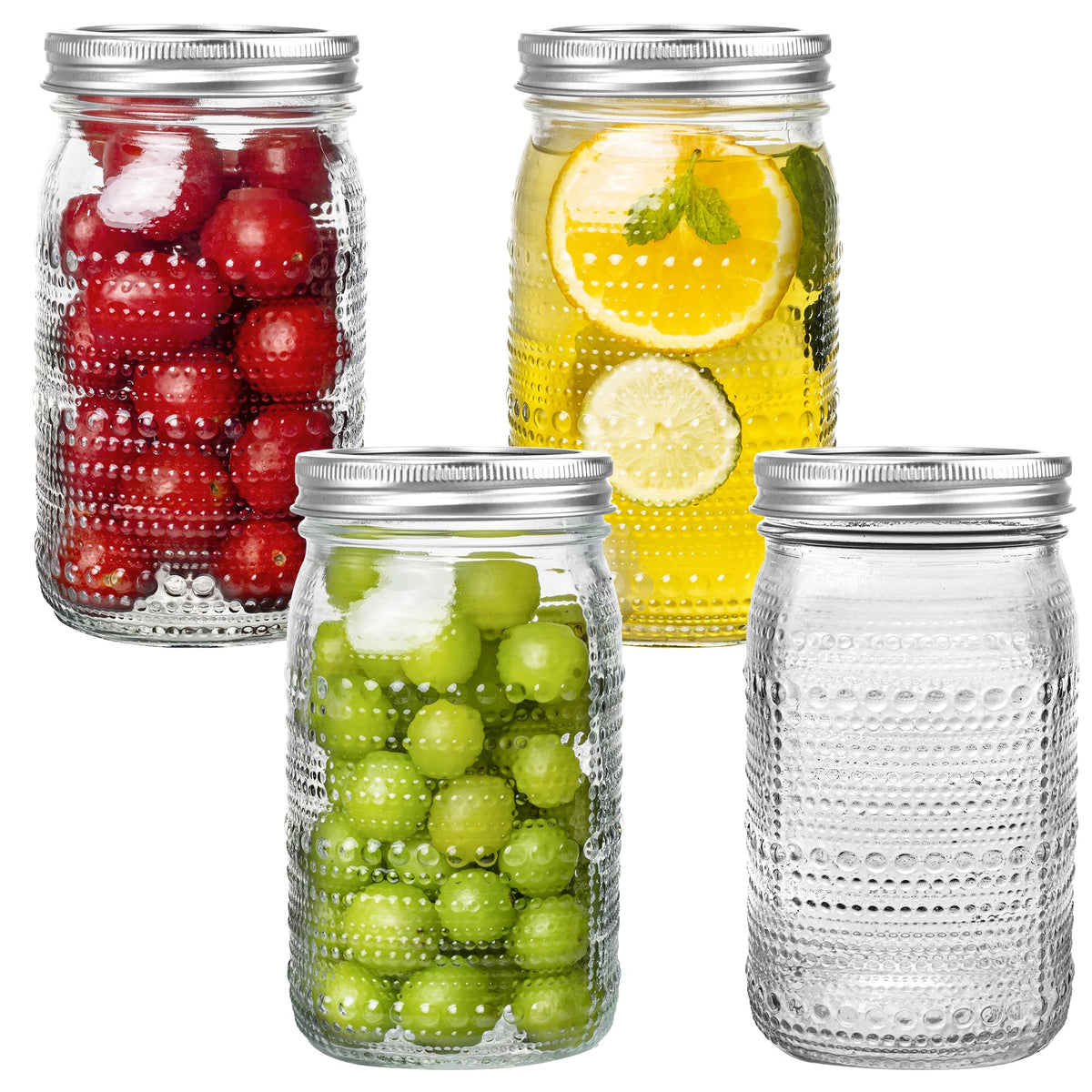 WACOI Mason Jars 32 oz wide-mouth with lids ideal for canning and food prep