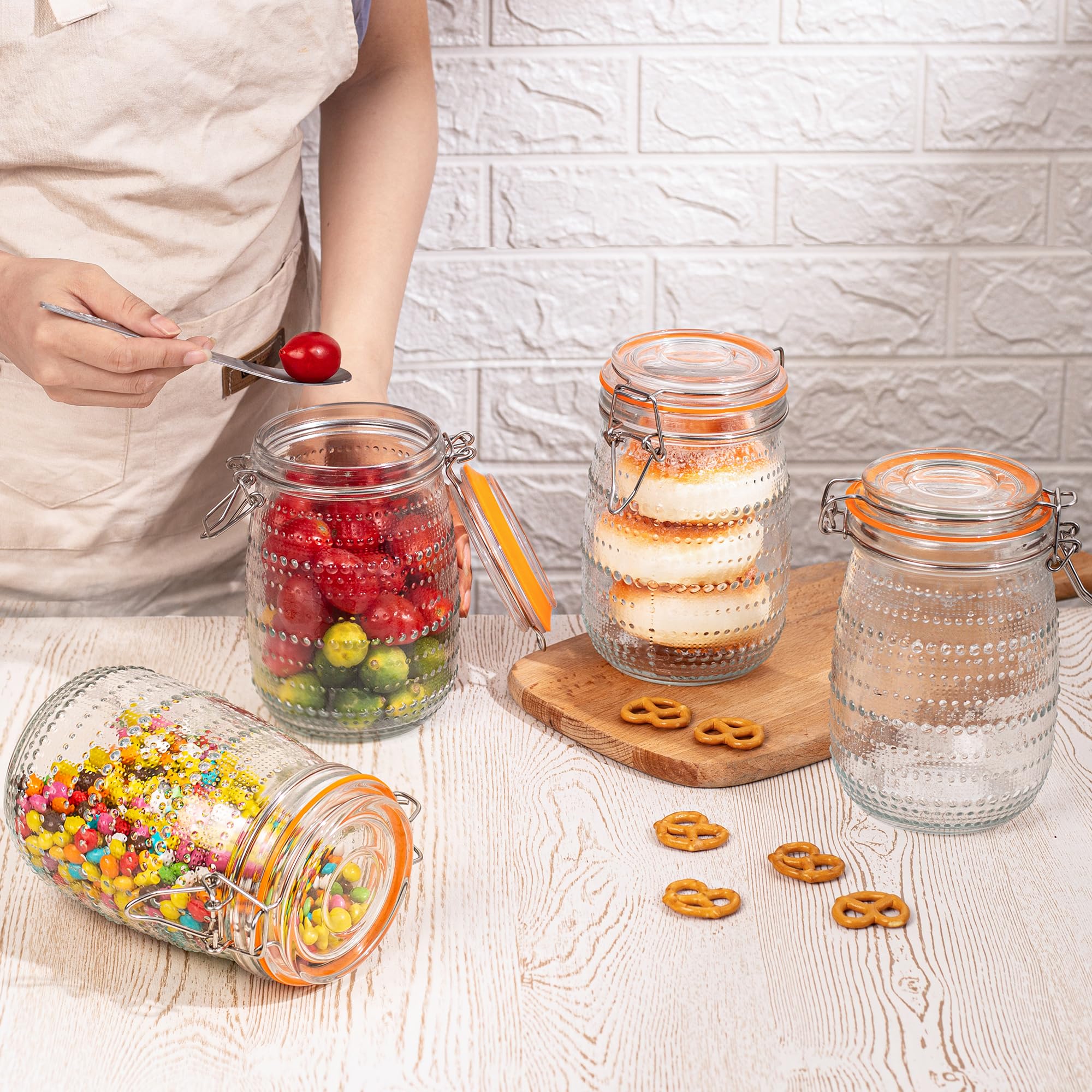 WACOI jars store coffee beans, jams, snacks, or oats.