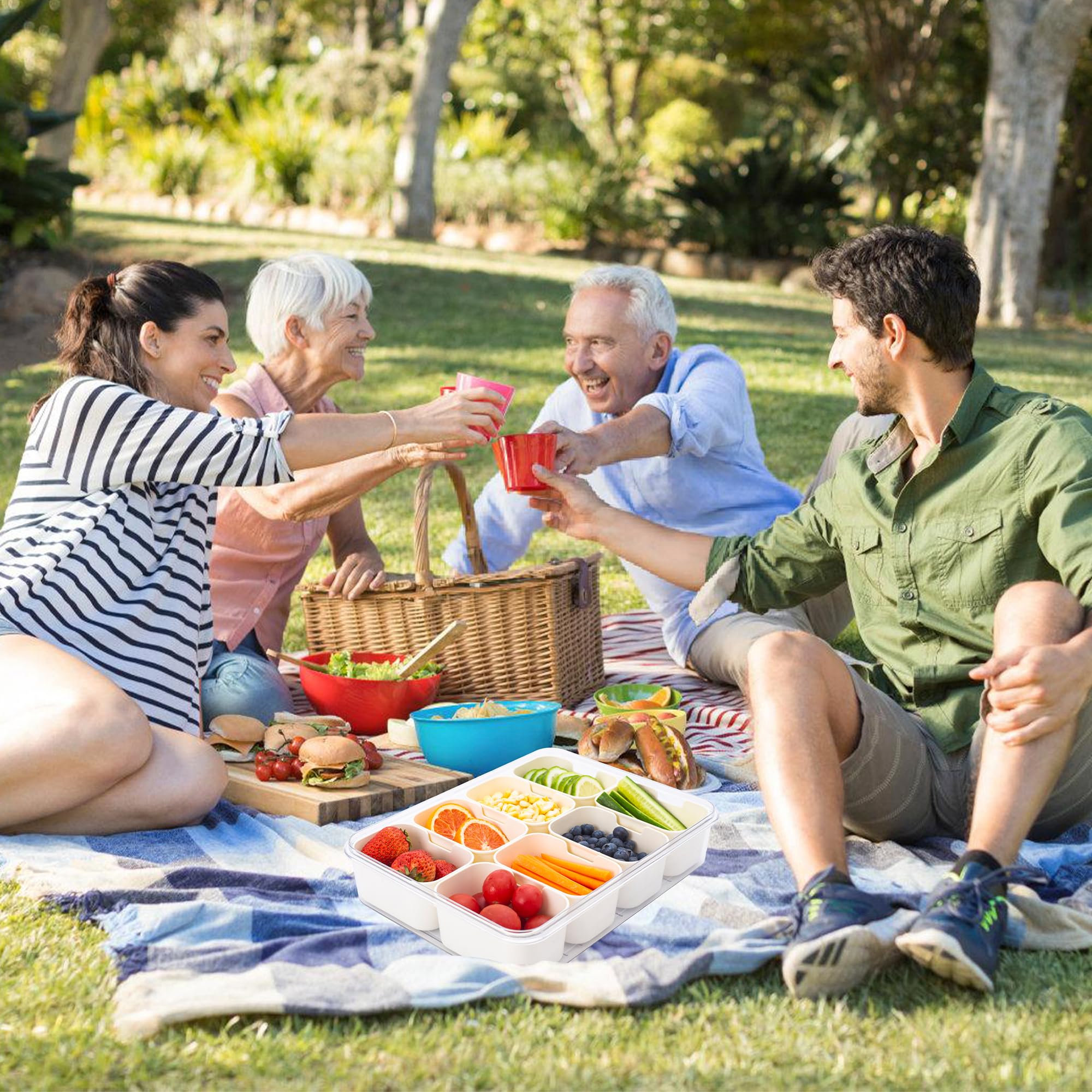 WACOI travel snack box in use during an outdoor trip for snacks and sides.