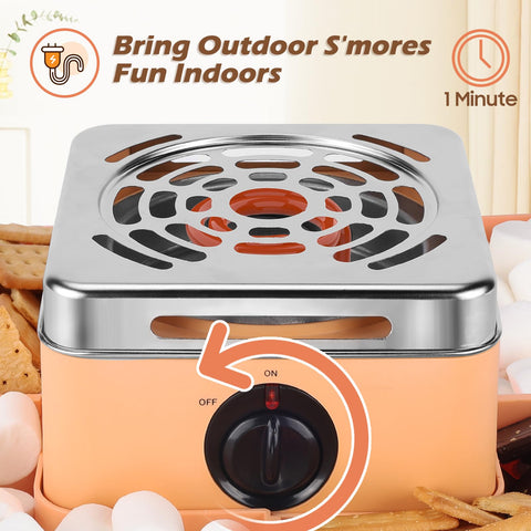 WADEO S'mores Maker peach side view highlighting space-saving setup