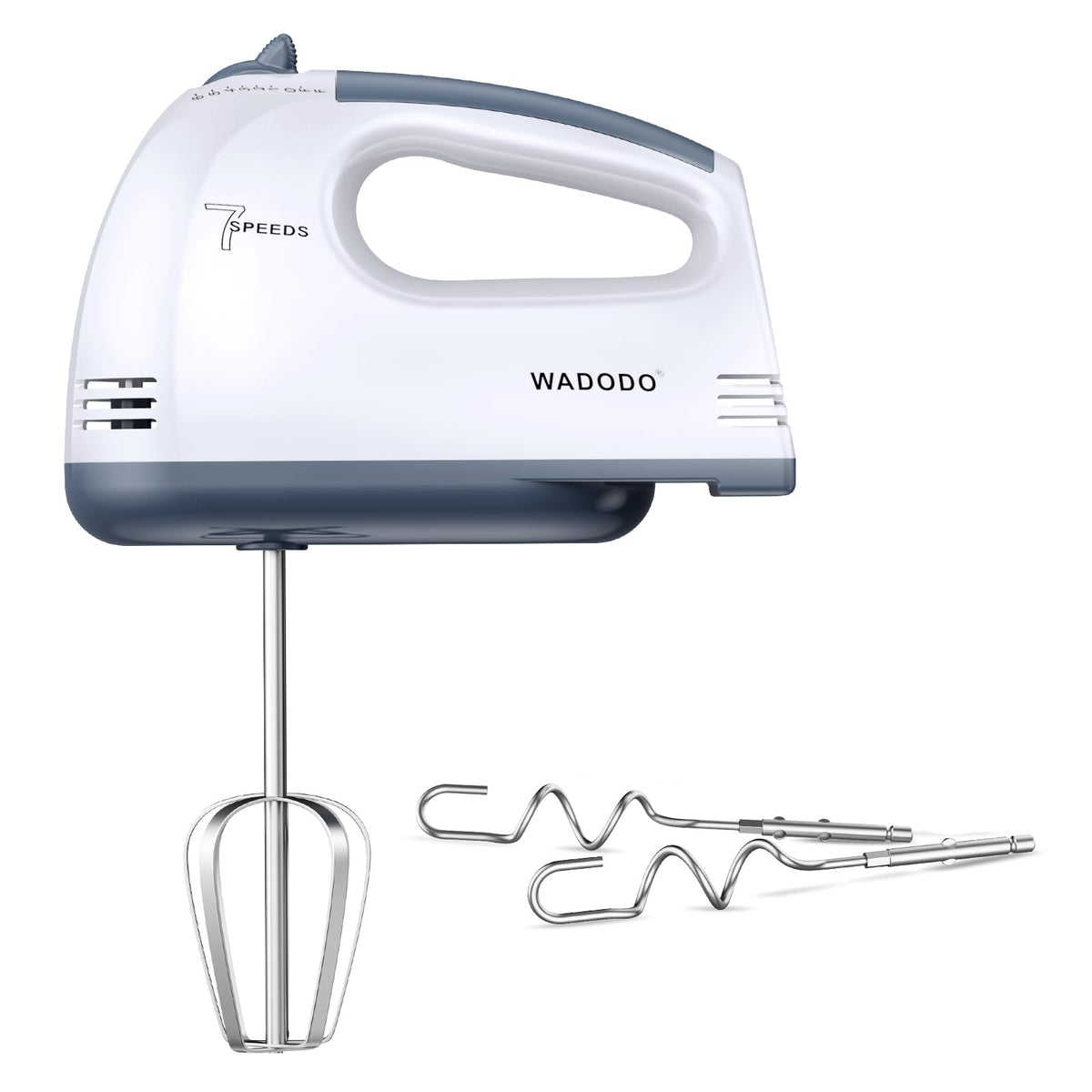 WADODO electric hand mixer with 7 speed settings for versatile blending.