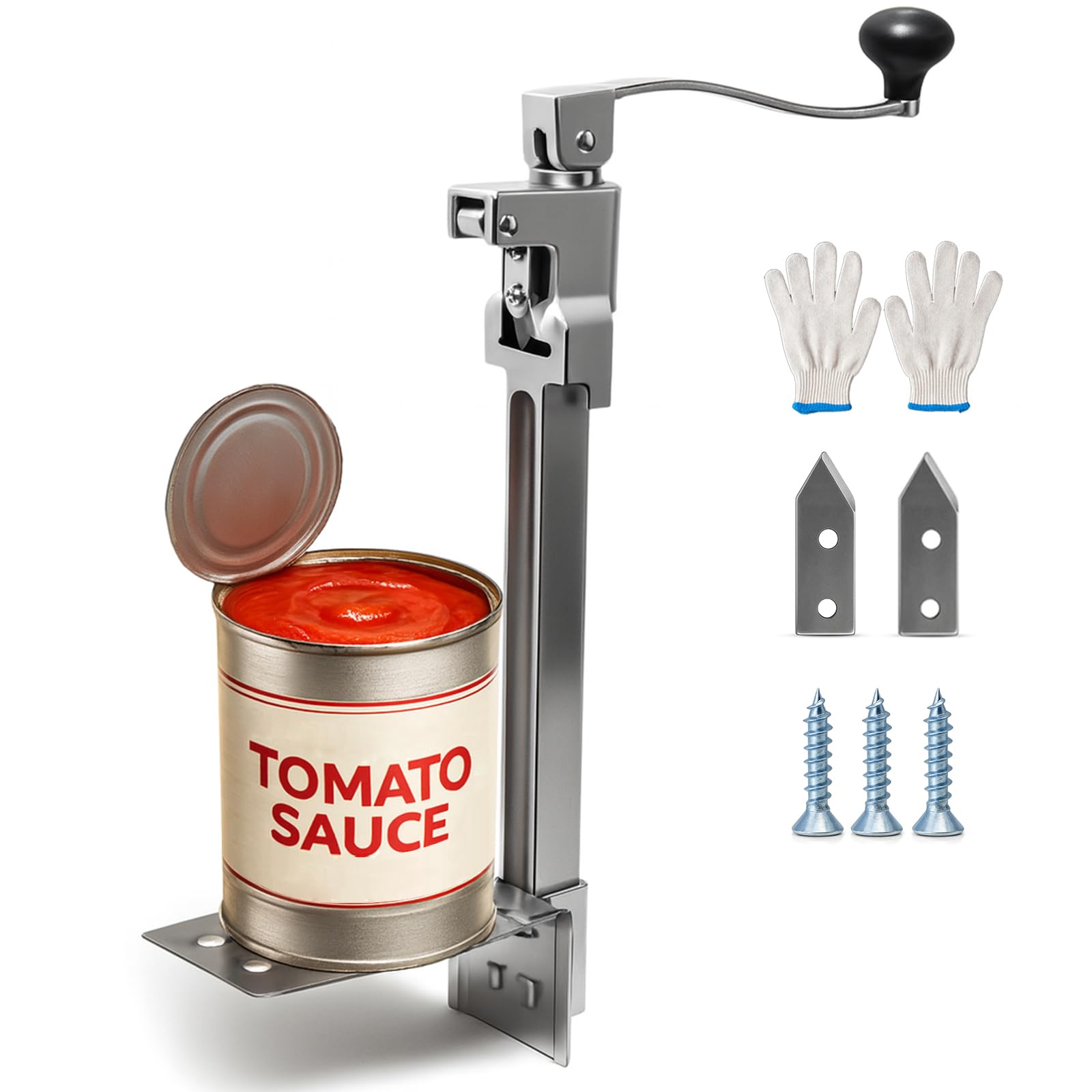 Wadoy commercial can opener front view with ergonomic handle for smooth operation