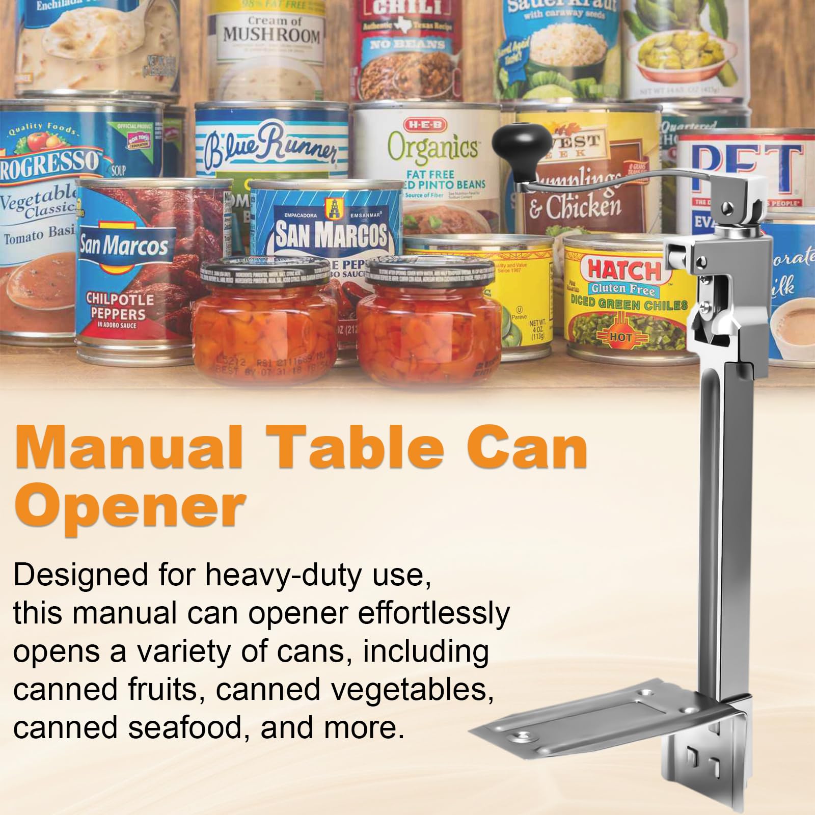 Wadoy commercial can opener plated steel base emphasizing rust resistance and durability