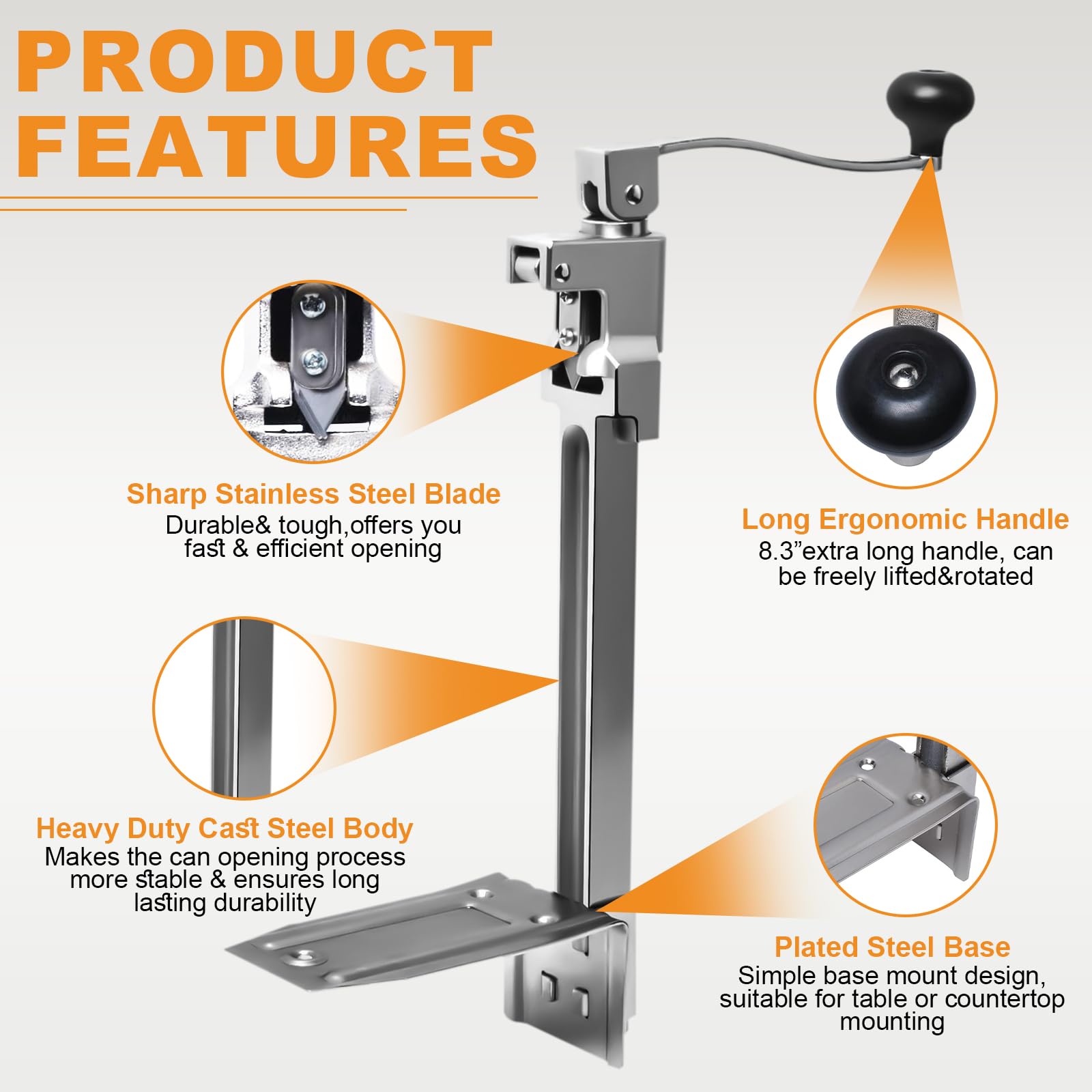 Wadoy commercial can opener rotating blade in action for fast cutting