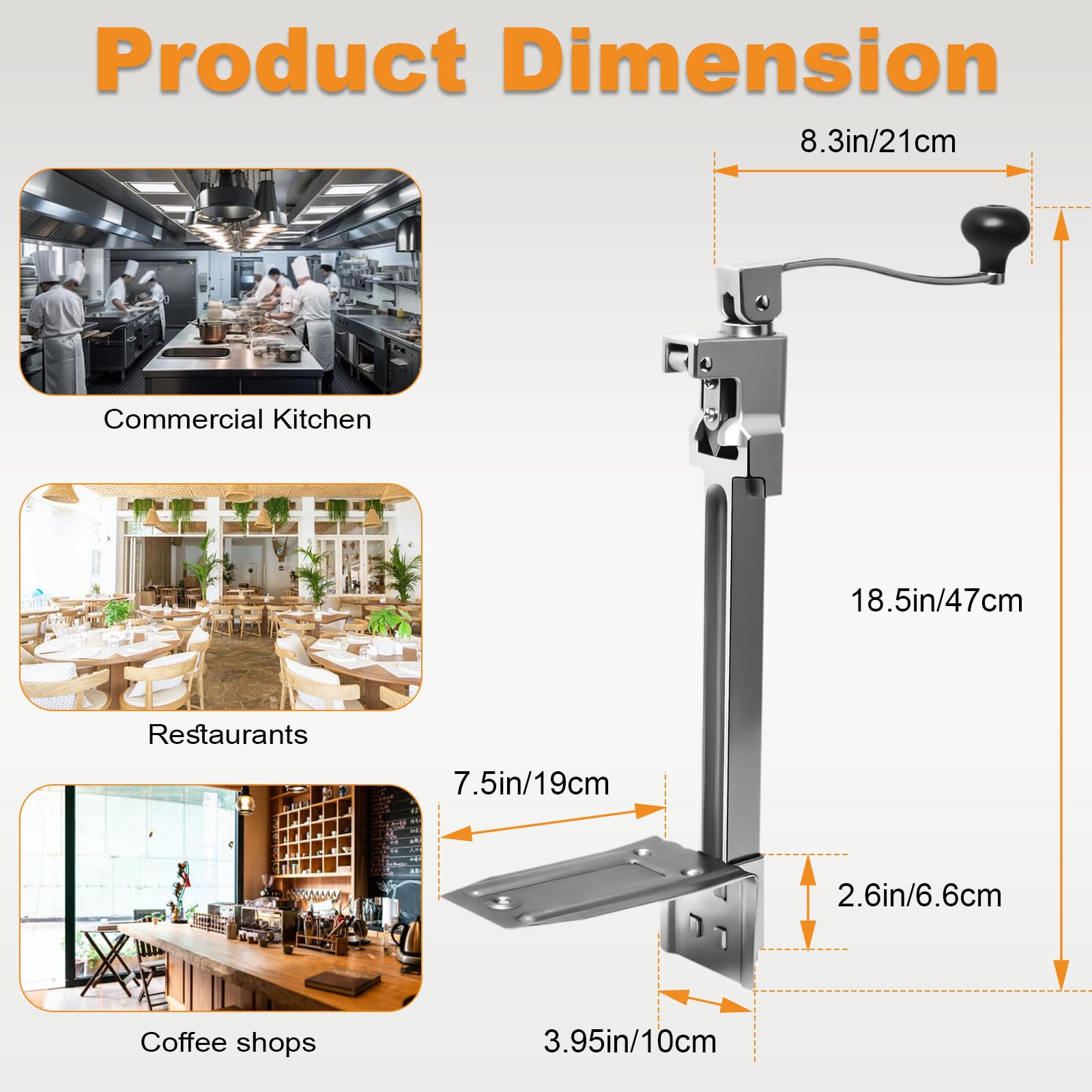 Wadoy commercial can opener side view showing heavy duty base and stable mount