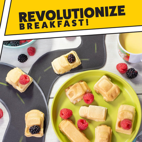 Waffle Wow! school bus waffle makes breakfast educational and tasty.