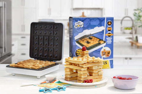 Waffle Wow! Easy wipe-clean plates for faster kitchen cleanup.
