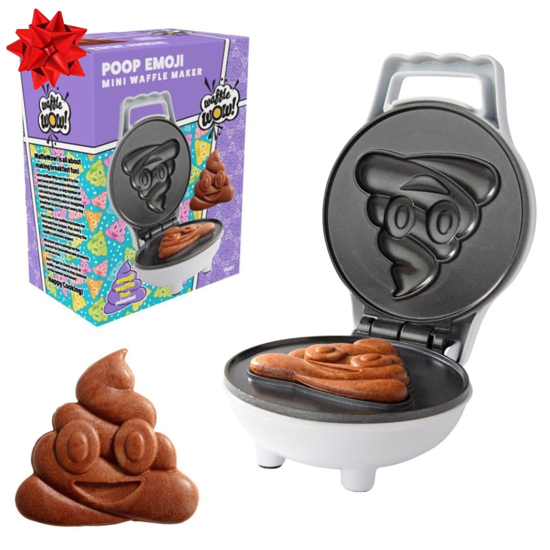 Waffle Wow poop emoji mini waffle maker, 4-inch design for quick kid-friendly breakfasts.