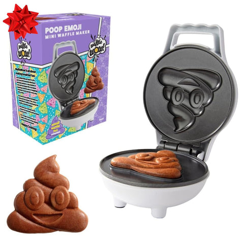 Waffle Wow poop emoji mini waffle maker, 4-inch design for quick kid-friendly breakfasts.