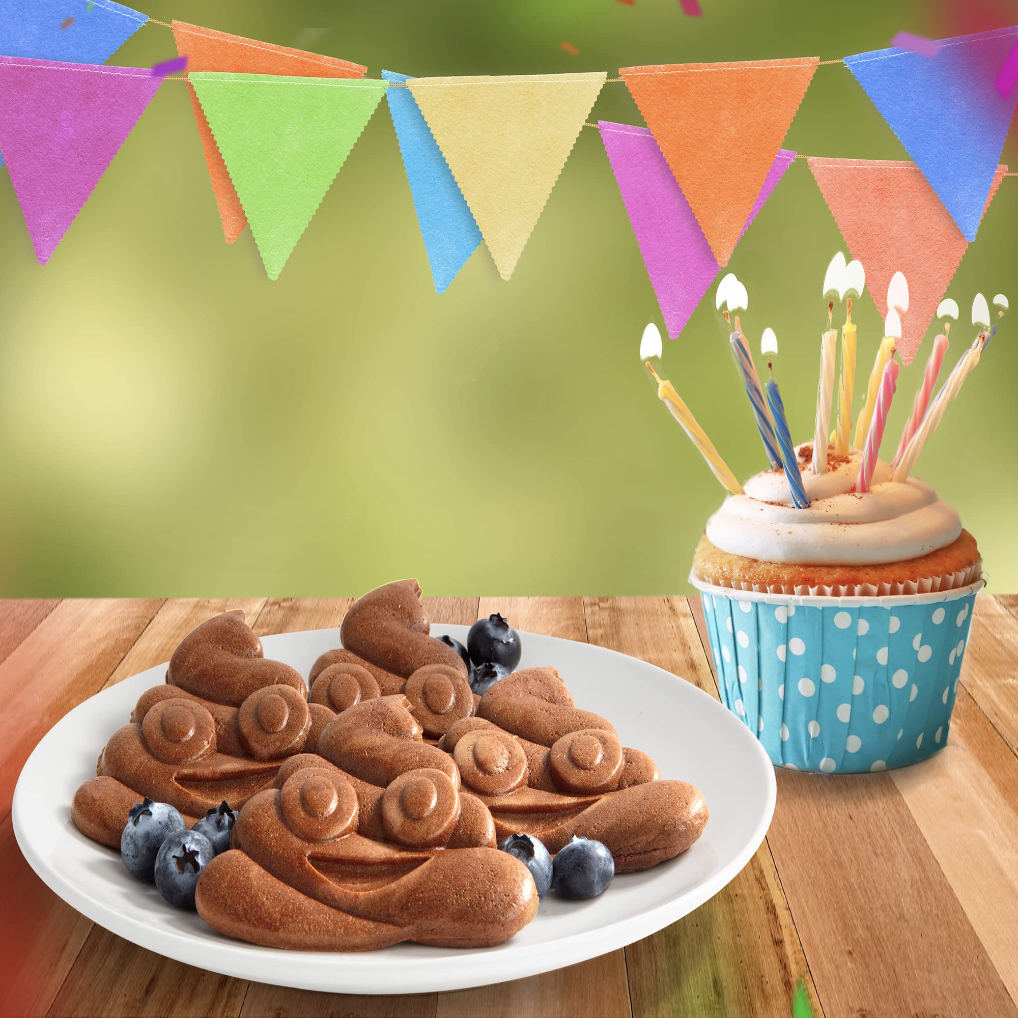 Waffle Wow poop emoji party fun addition to themed meals.