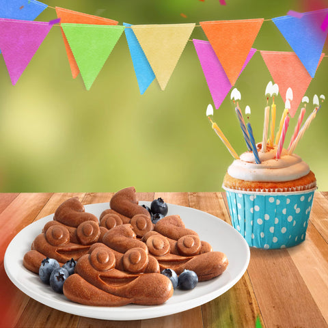 Waffle Wow poop emoji party fun addition to themed meals.