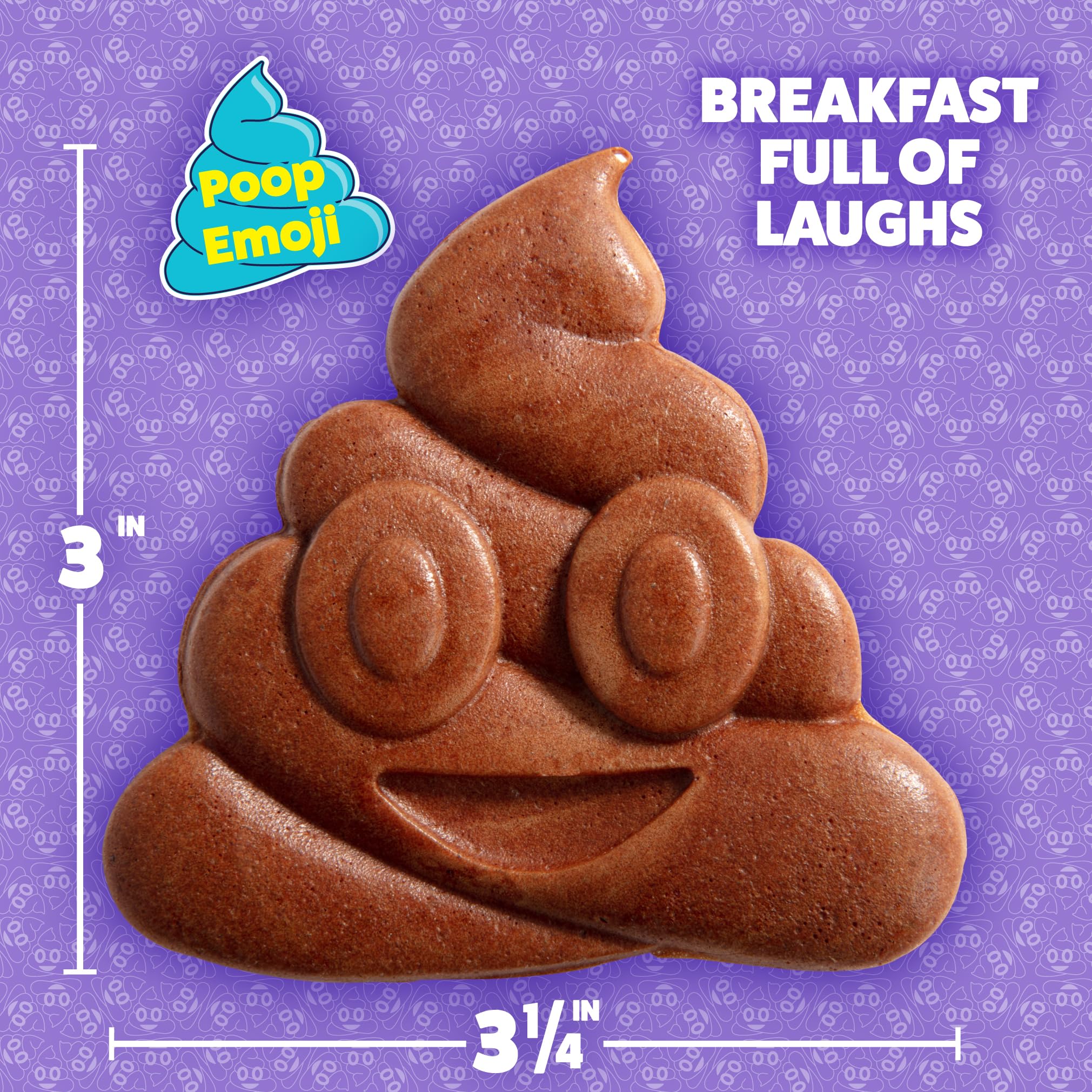 Waffle Wow poop emoji waffle iron with nonstick coating for easy release.
