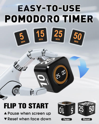 WAFHX Pomodoro Timer Cube uses gravity sensor to start timing with a flip.
