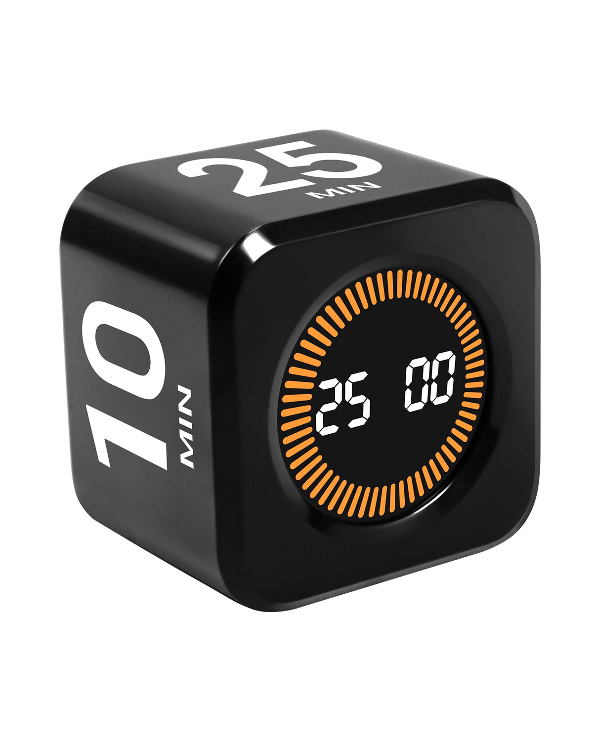 WAFHX Pomodoro Timer Cube displays 25/5/10/50 presets for focused work.