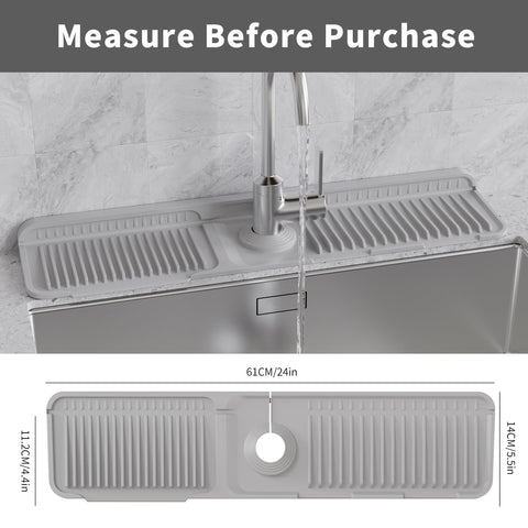 WAFT YEARN silicone faucet mat drip tray close-up shows fast-drying design.
