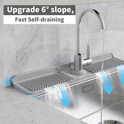 WAFT YEARN sink splash guard side view prevents mess behind faucet.