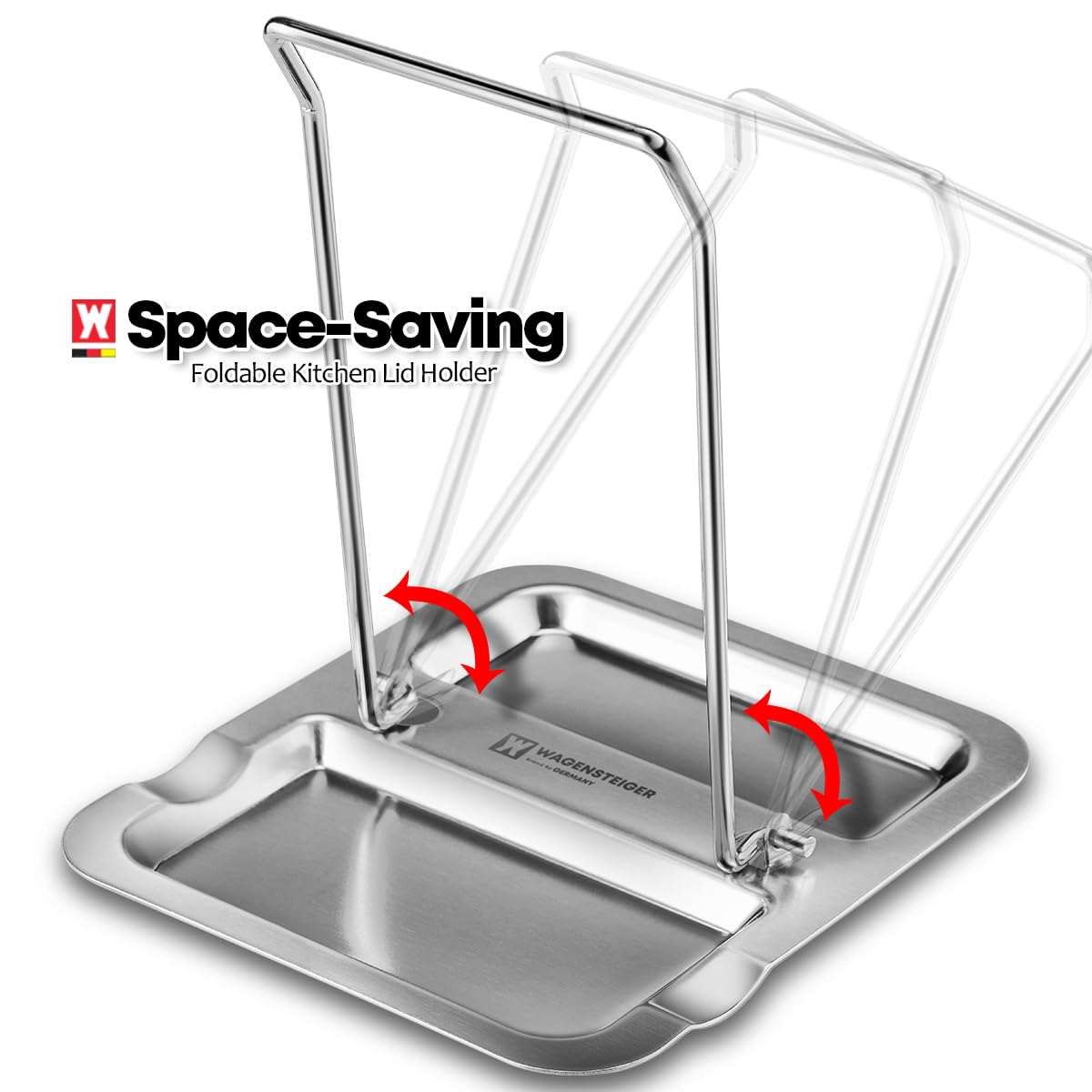 Wagensteiger utensil holder with grooved sides secures ladles and spoons.