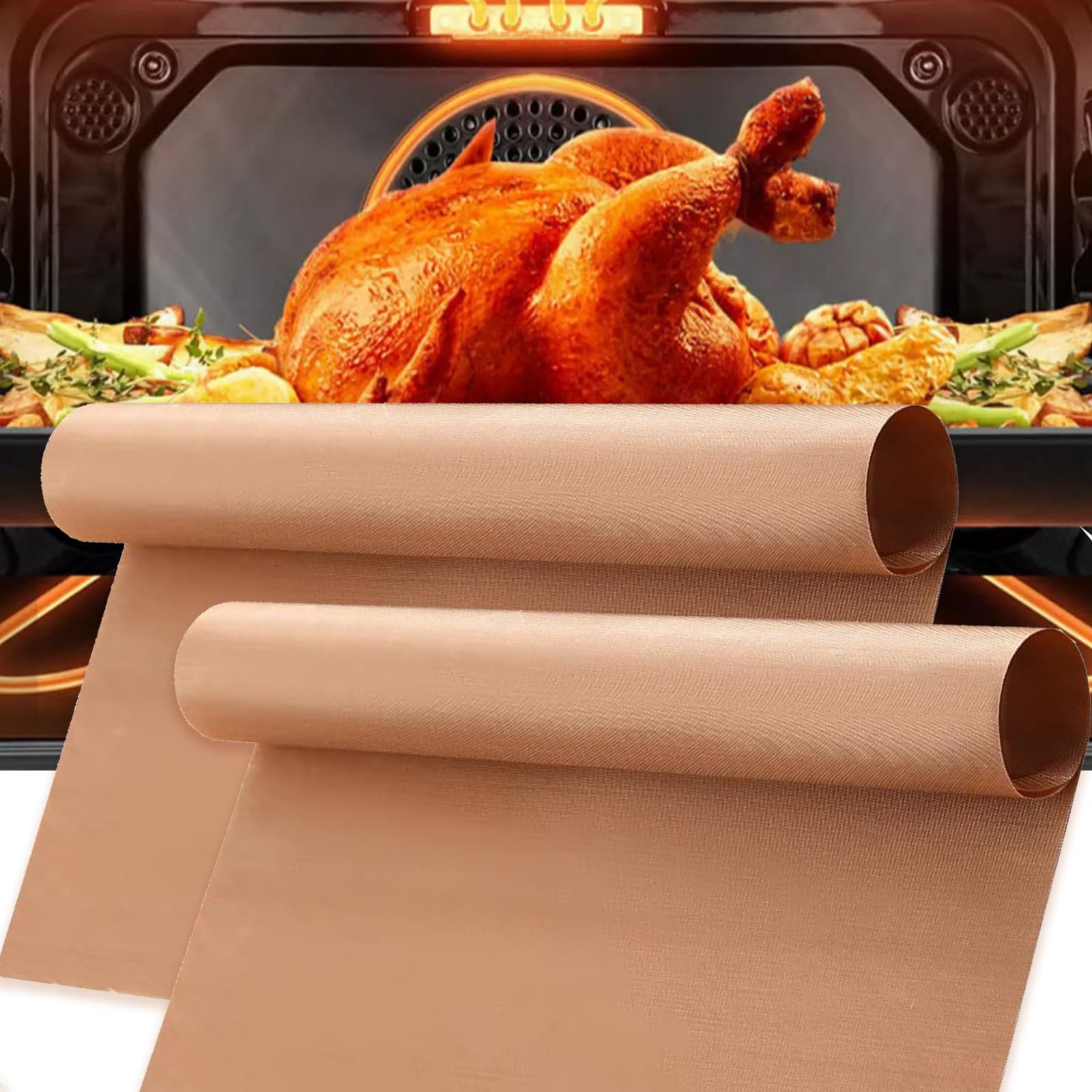 Wah Shing Yuen oven bottom liner in brown with non-stick surface for easy release