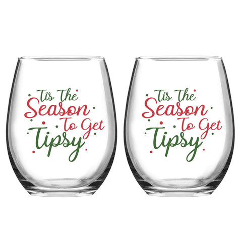 Waipfaru Tis the Season stemless wine glasses, perfect for holiday toasts