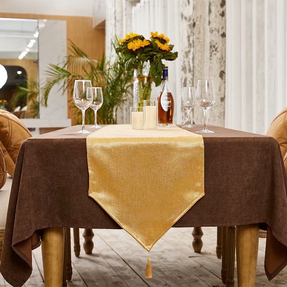 WAITER TREE gold sparkle texture on faux linen.