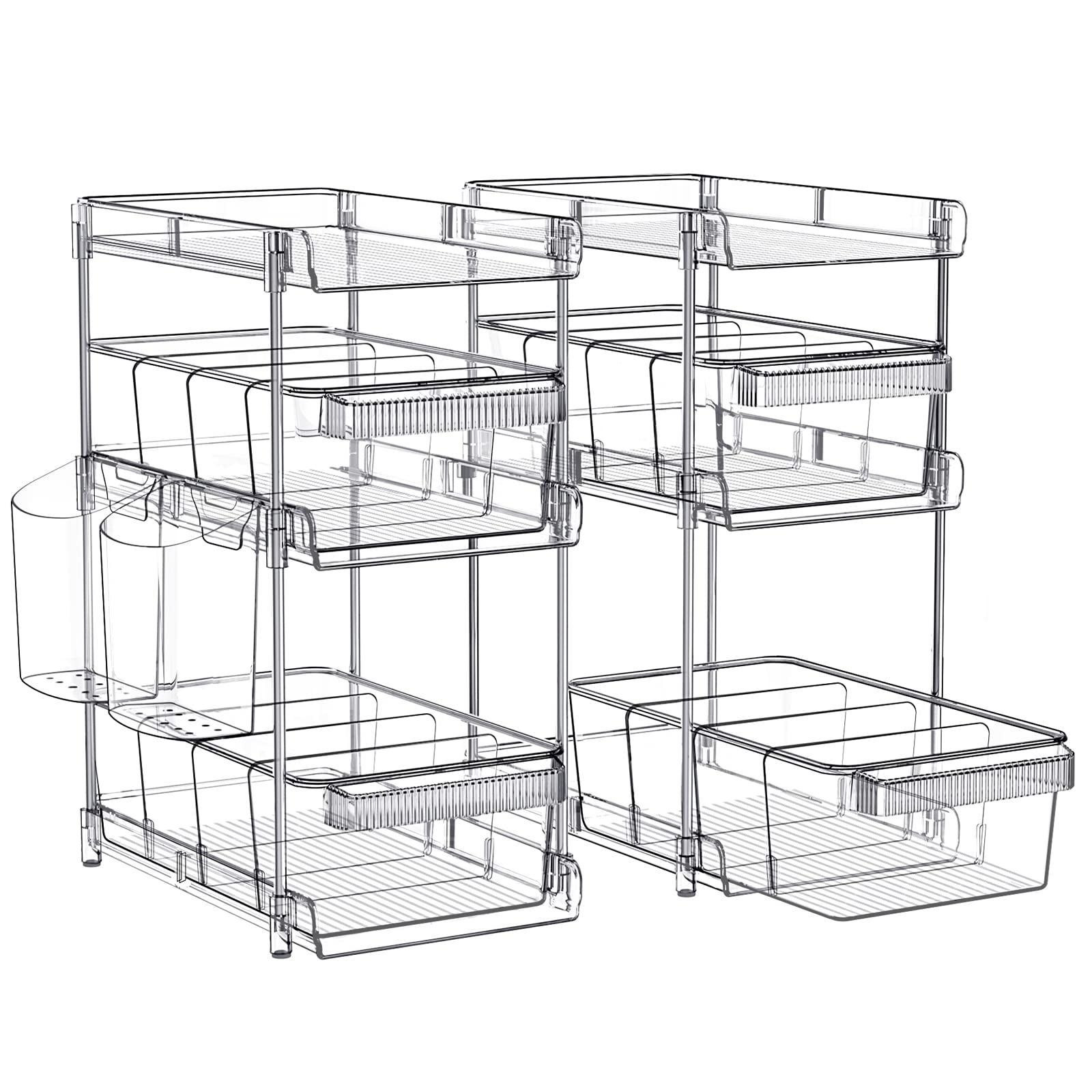 WAKISA clear bathroom organizer 3-tier front view for easy vanity storage
