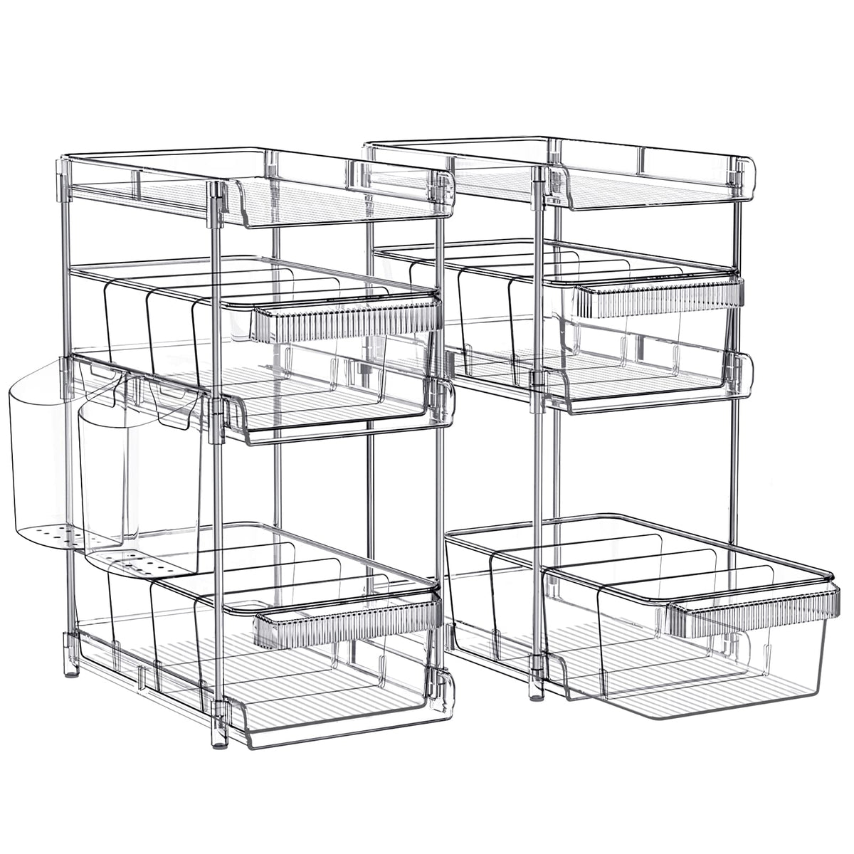 WAKISA clear bathroom organizer 3-tier front view for easy vanity storage