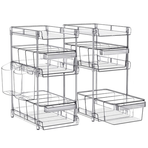 WAKISA clear bathroom organizer 3-tier front view for easy vanity storage
