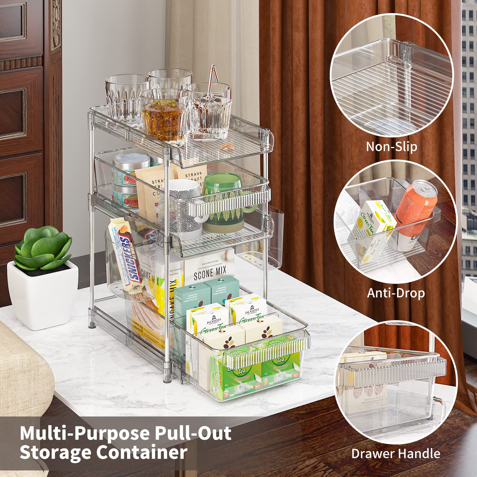 WAKISA clear organizer with removable dividers for flexible spacing