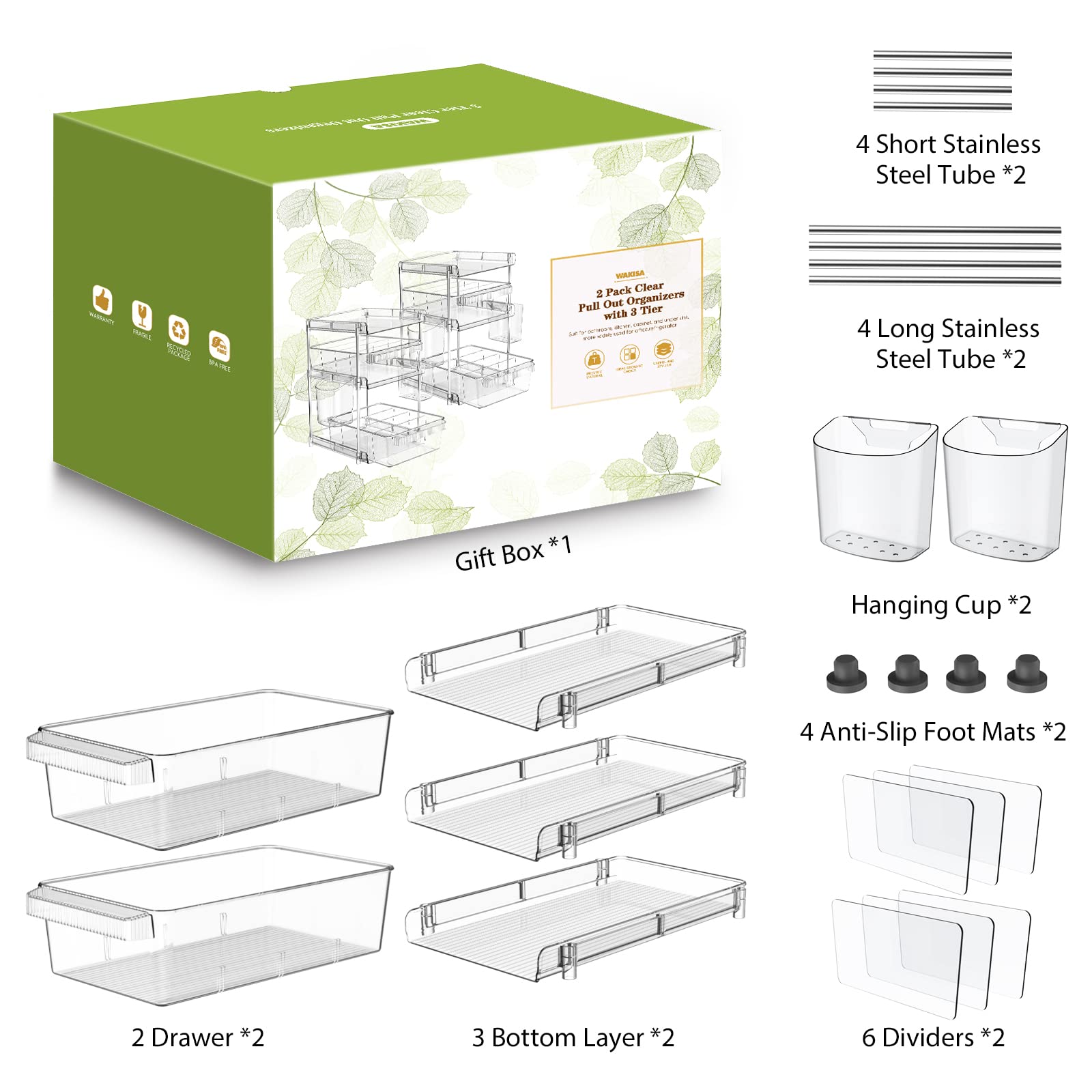 WAKISA fridge storage 3-tier organizer keeps items visible