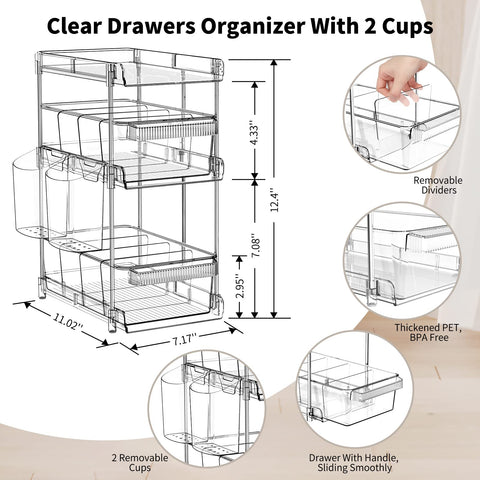 WAKISA two-pack 3-tier storage set fits bathroom and kitchen