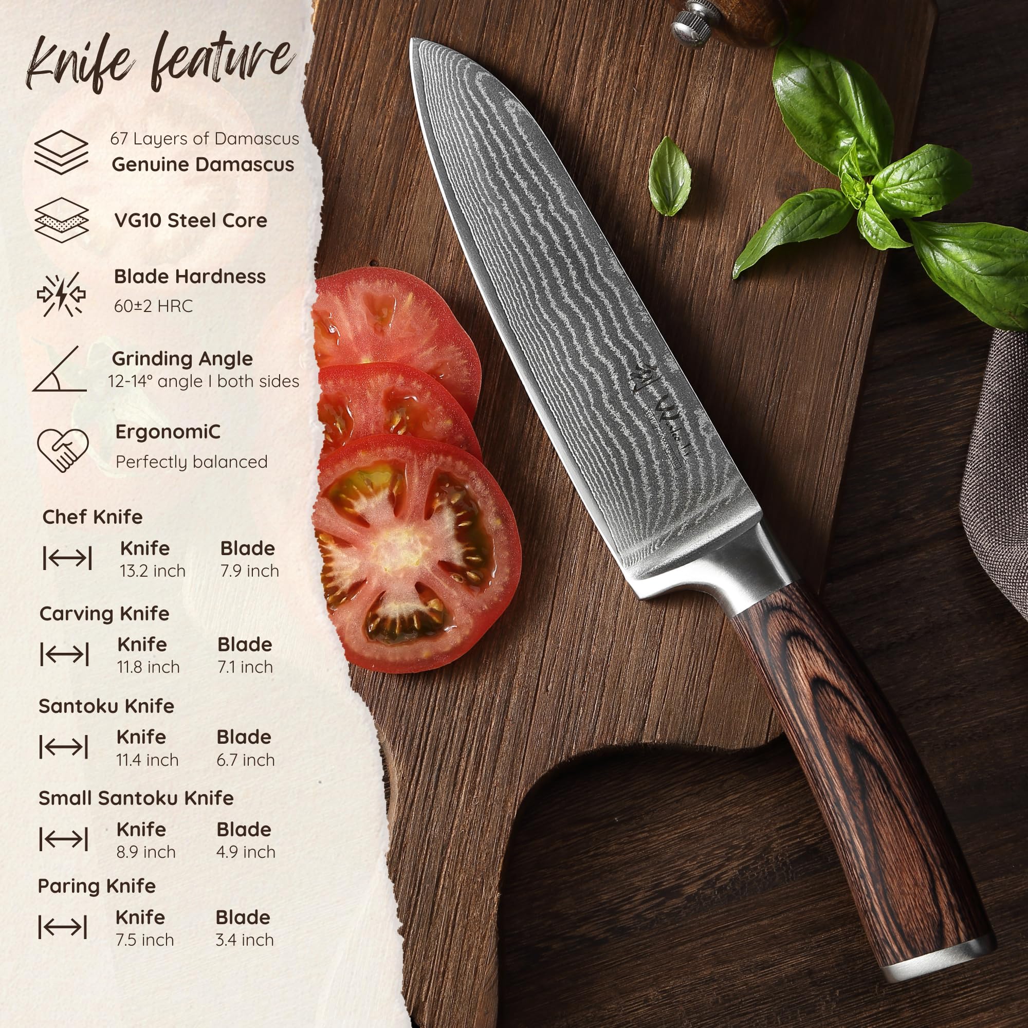 Wakoli EDIB carving knife highlighting long, balanced blade for meats