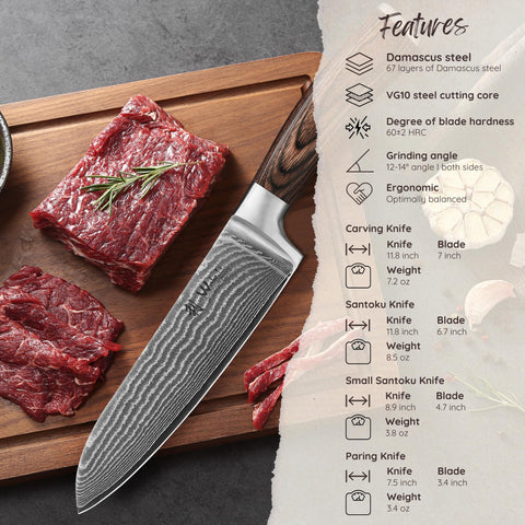 Wakoli EDIB Santoku knife with 6.7-inch blade for versatile prep.