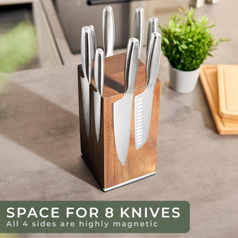 WALDWERK acacia wood finish highlights durable, blade-friendly surface