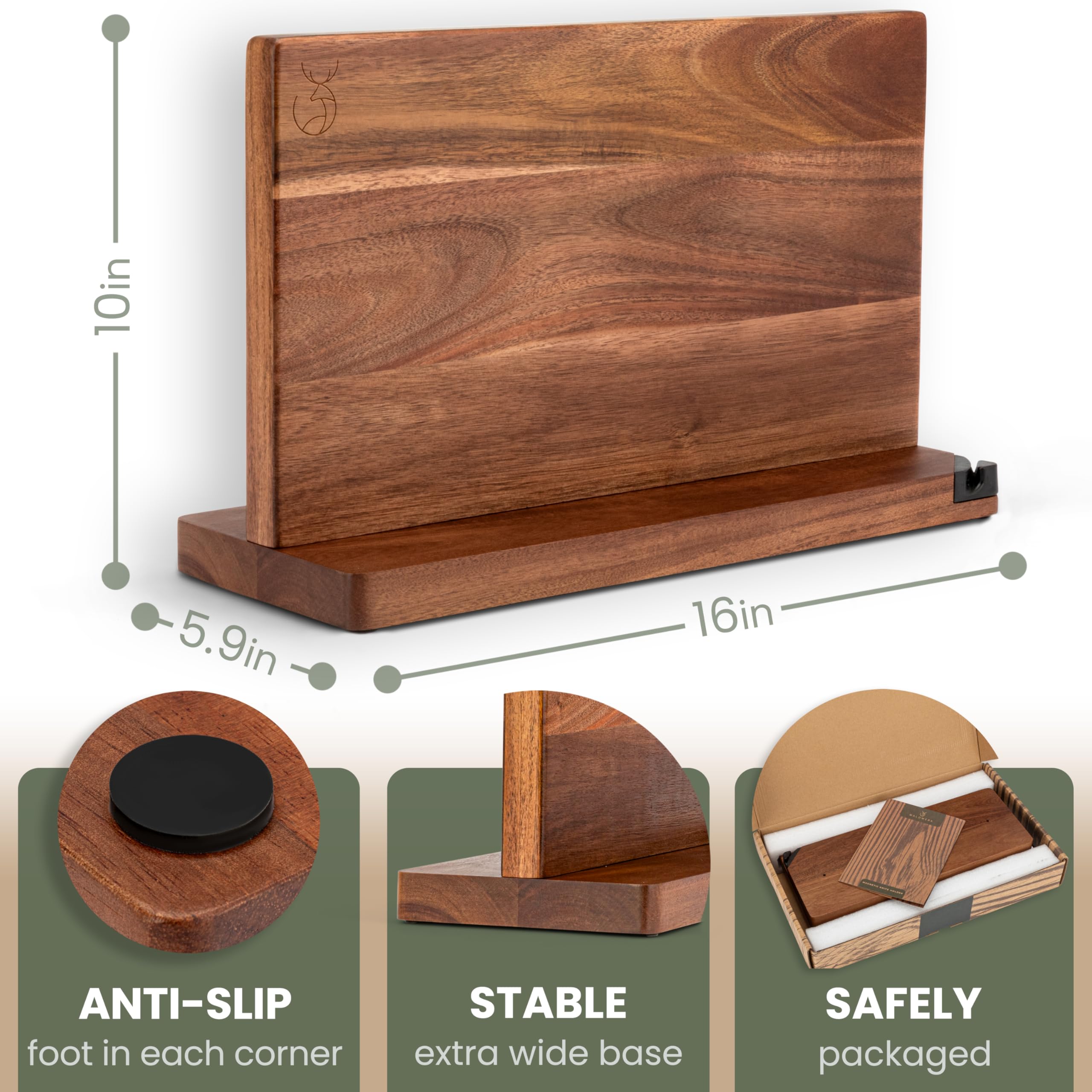 WALDWERK premium acacia finish with food-safe beeswax offers long-lasting shine.