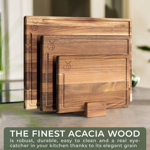 WALDWERK cutting board stand included for convenient dry storage.