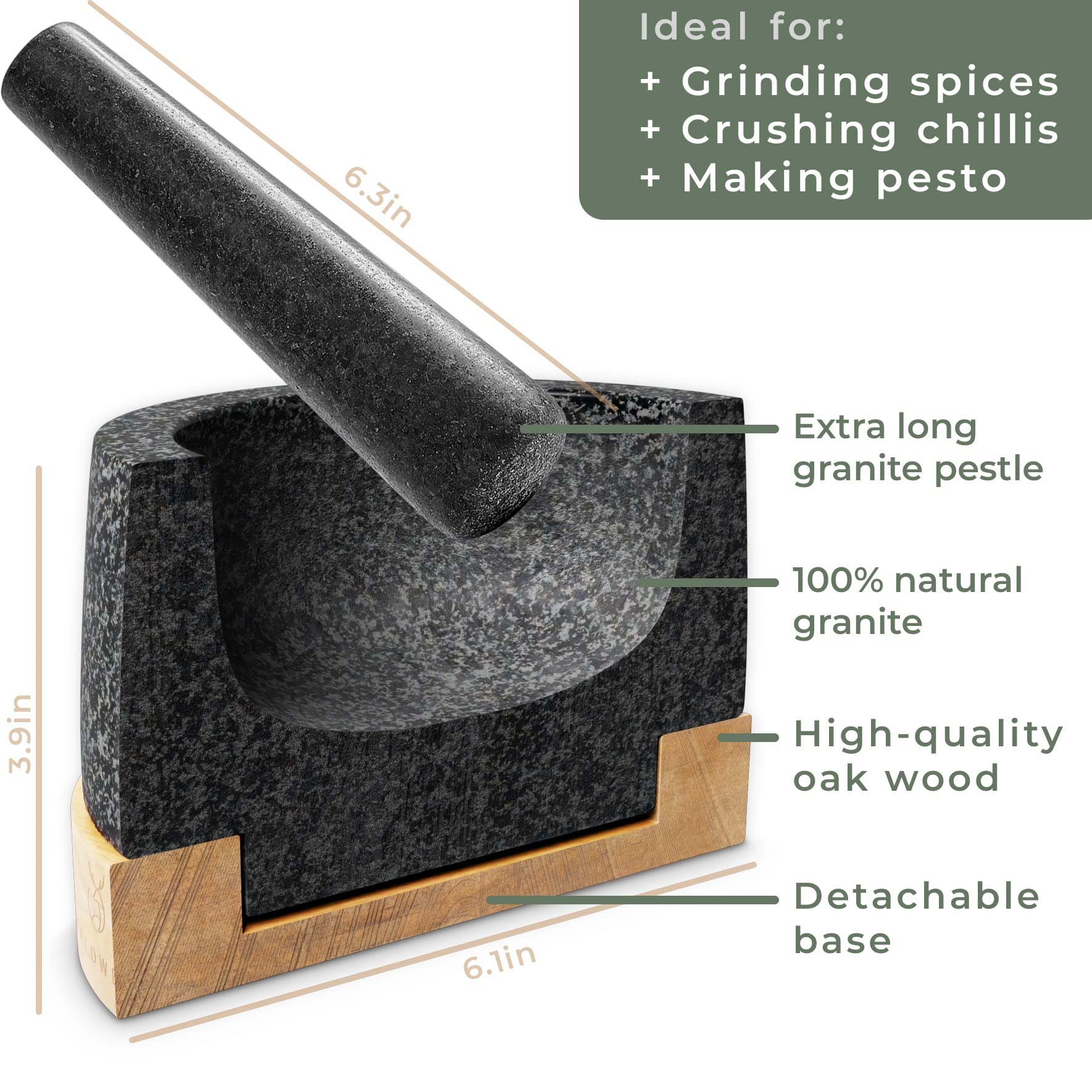 WALDWERK pestle and mortar cleanup is quick thanks to non-porous granite
