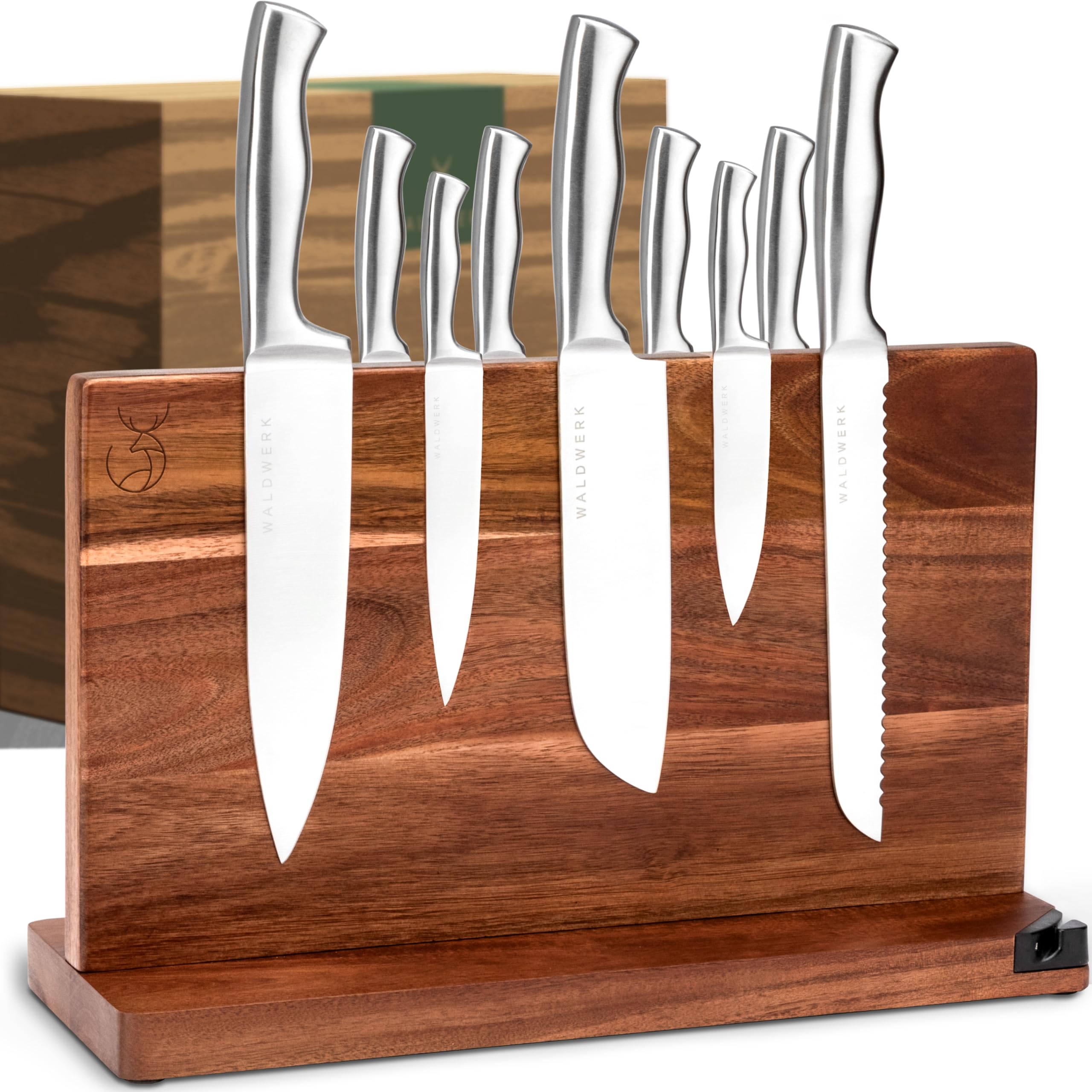 WALDWERK extra-large knife holder front view keeps knives organized and accessible.