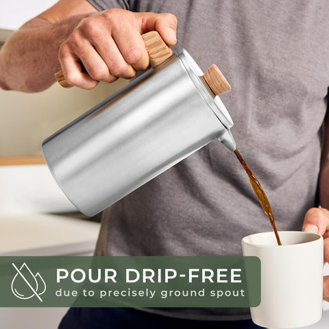 Waldwerk French Press double-wall stainless steel construction provides lasting insulation and robustness.