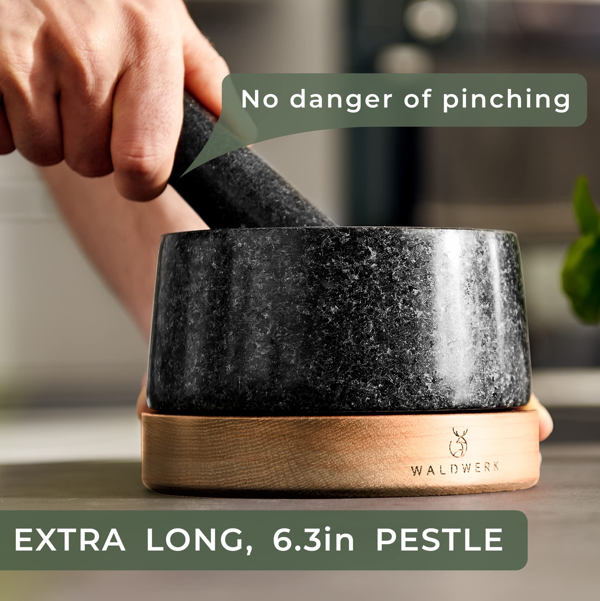 WALDWERK natural granite mortar texture highlights timeless, easy-to-clean performance