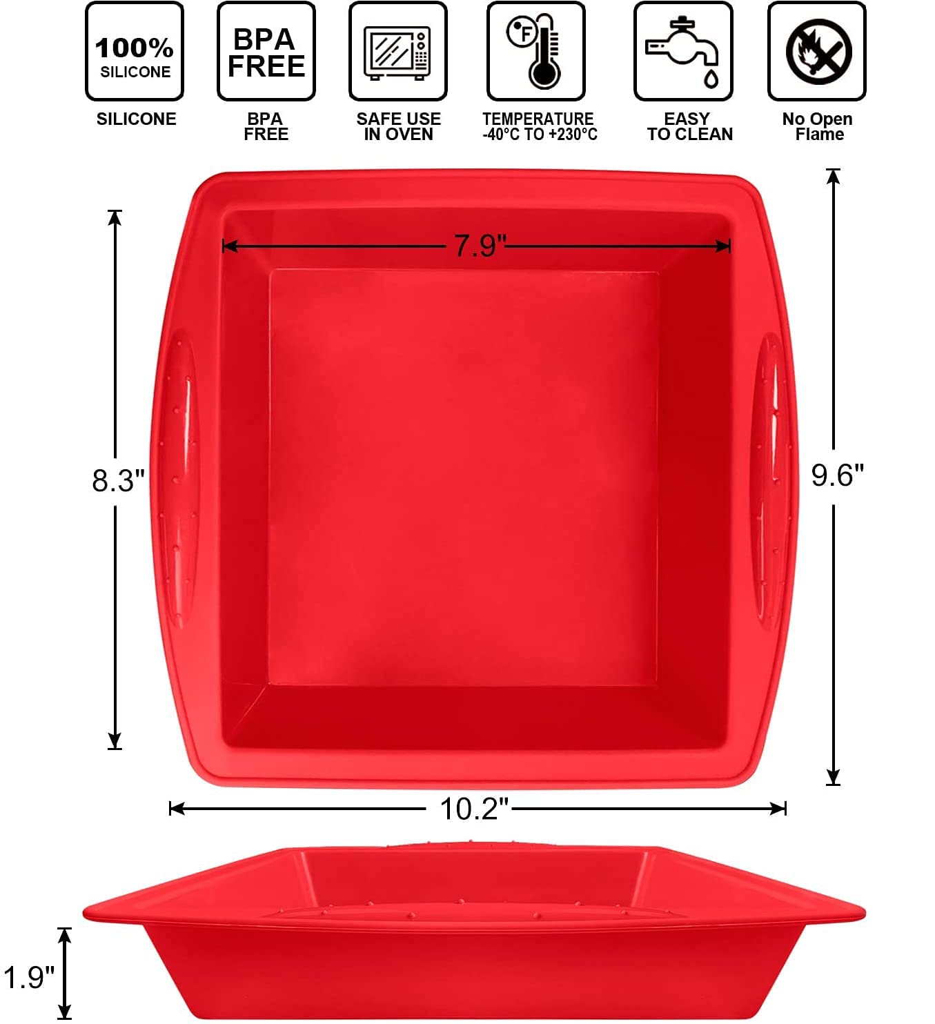 Walfos red square pan prime for lasagna and quiche.