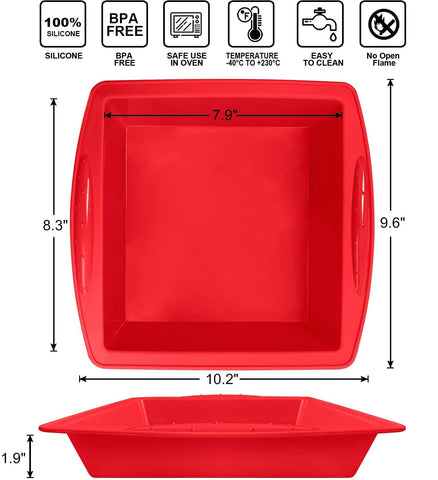 Walfos red square pan prime for lasagna and quiche.