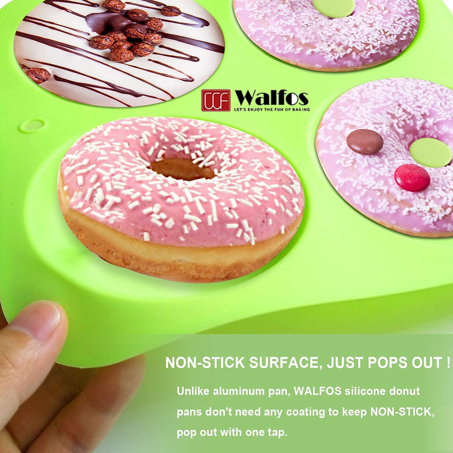 Walfos BPA-free silicone donut pan safe for kids and families.