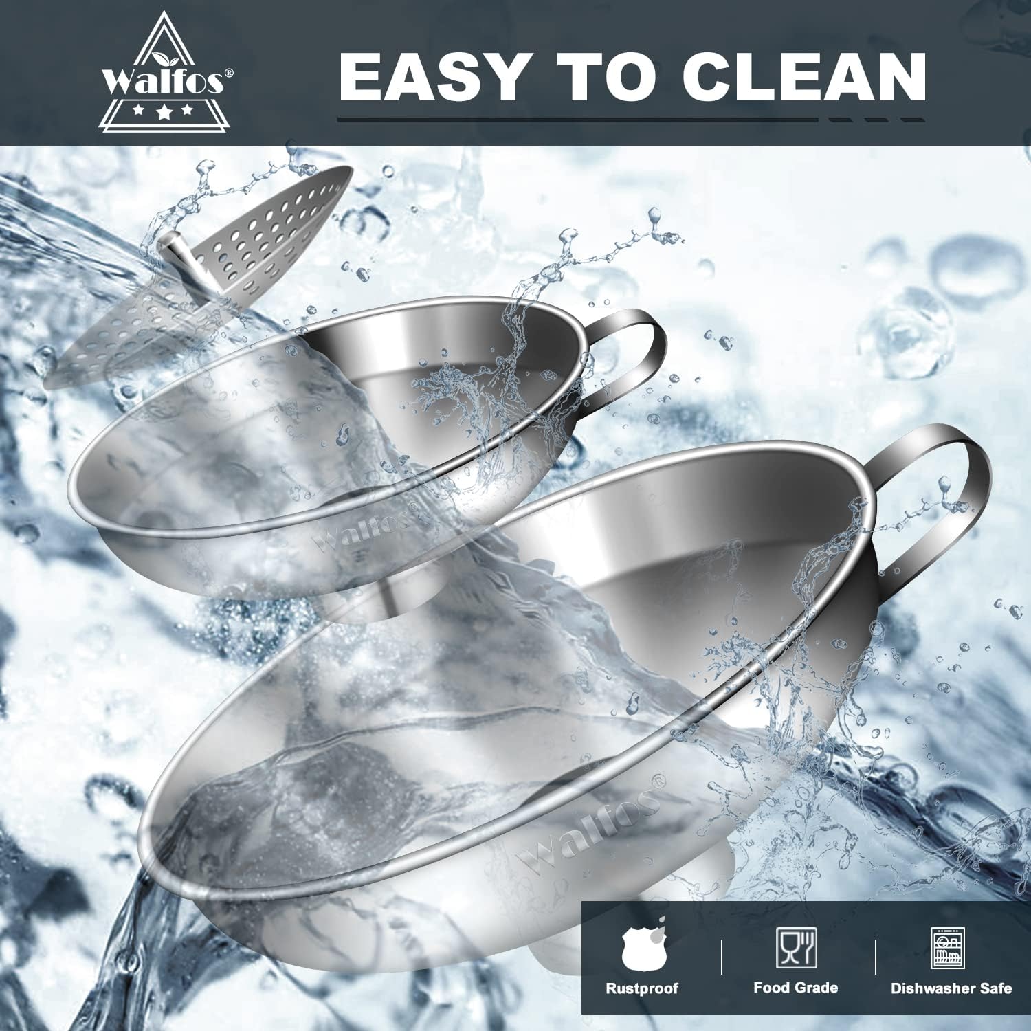 Walfos dishwasher-safe funnel for quick cleaning and durable use