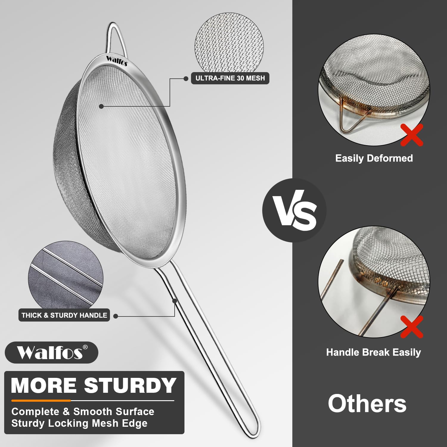 Walfos dishwasher-safe strainer for quick cleanup