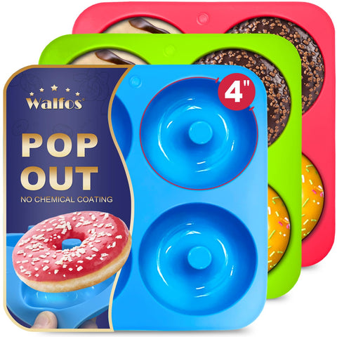 Walfos 4-inch donut mold for large homemade donuts, ideal for family treats.