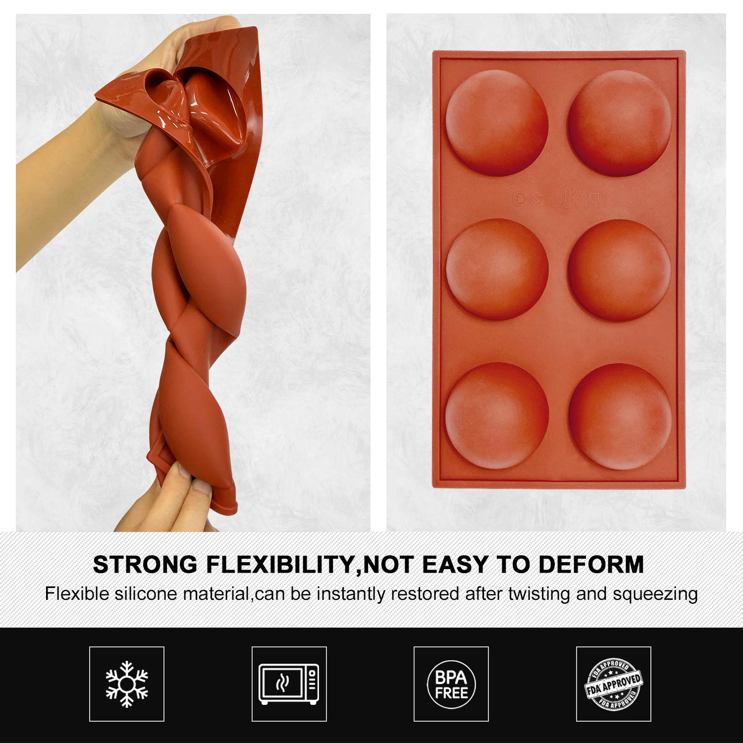 Walfos durable silicone mold tolerates wide temperatures for varied recipes.